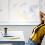 girl in office doing nothingness