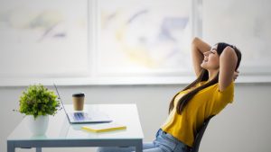 girl in office doing nothingness