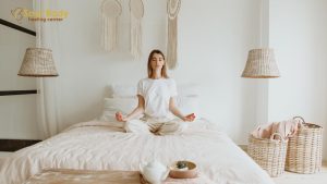 Girl doing yoga to relieve stress